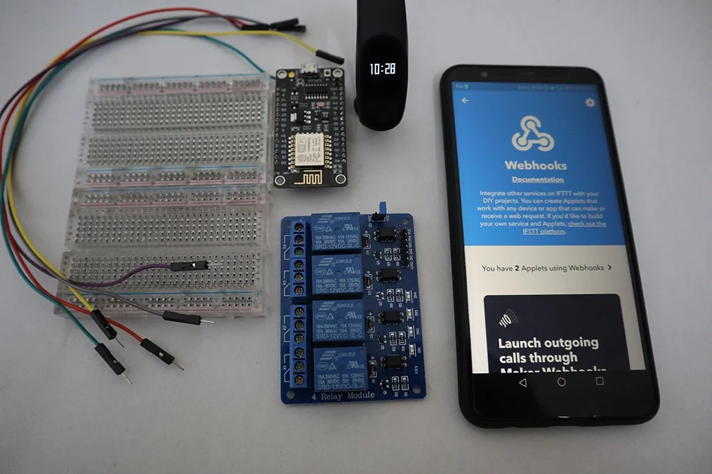 mi band home automation using arduino, IFTTT, relay, nodemcu esp8266, and blynk by diyusthad