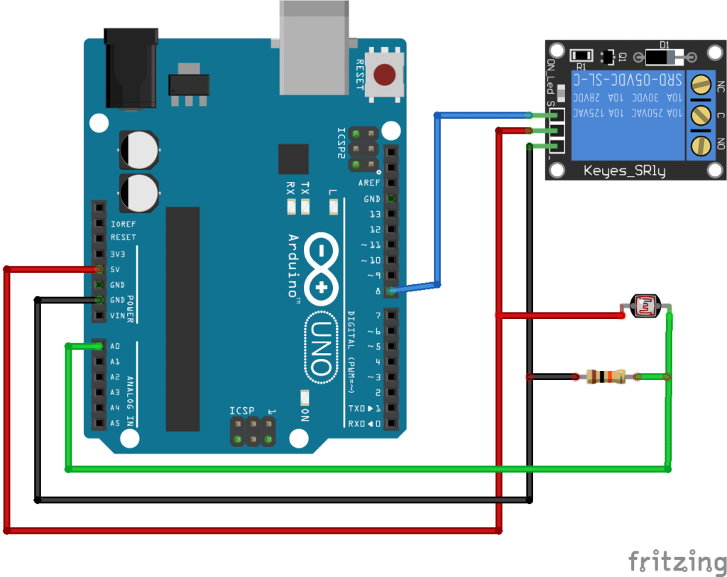 connecting relay with Arduino and LDR